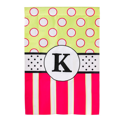 K Monogram Peppy Pink Polka Dot Party House Flag Banner