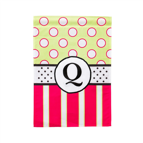 Q Monogram Peppy Pink Polka Dot Garden Flag Banner Q Monogram Peppy Pink Polka Dot Garden Flag Banner