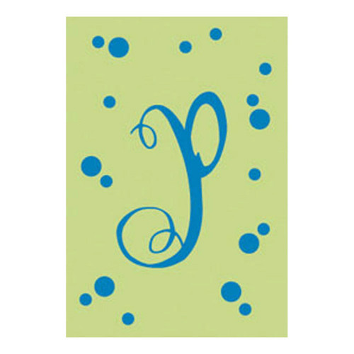 P Monogram Green Blue Polka Dot House Flag Banner