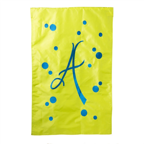 A Monogram Green Blue Polka Dot House Flag Banner