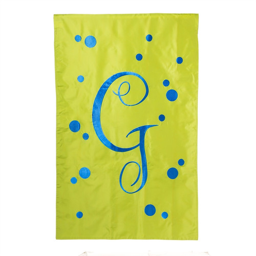 G Monogram Green Blue Polka Dot House Flag Banner