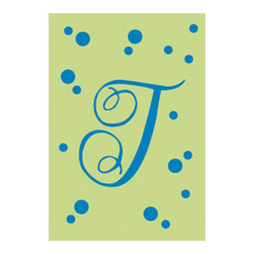 T Monogram Green Blue Polka Dot House Flag Banner