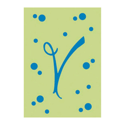 V Monogram Green Blue Polka Dot House Flag Banner