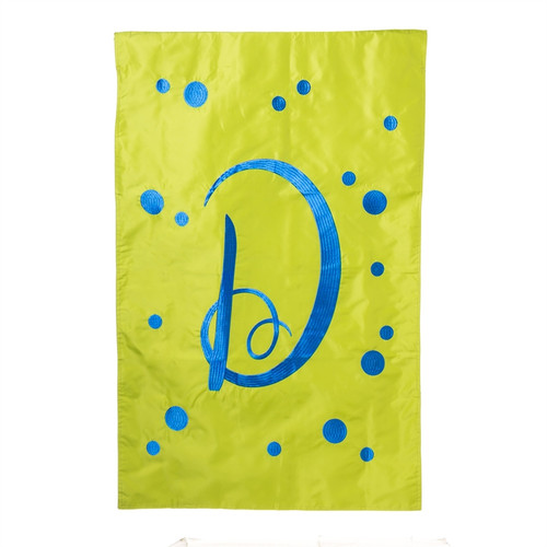 D Monogram Green Blue Polka Dot House Flag Banner