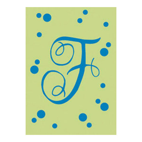 F Monogram Green Blue Polka Dot House Flag Banner