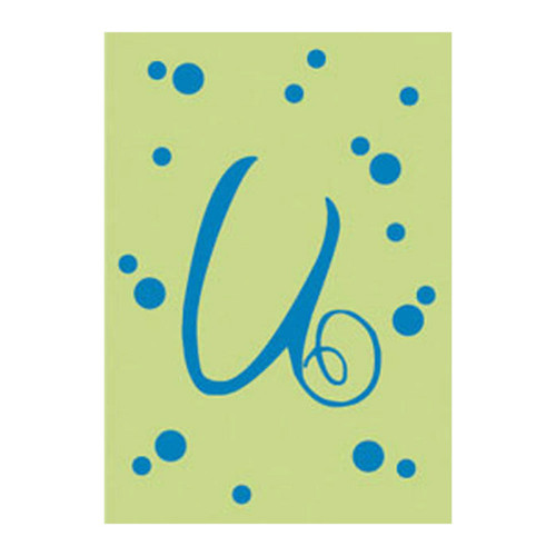 U Monogram Green Blue Polka Dot House Flag Banner