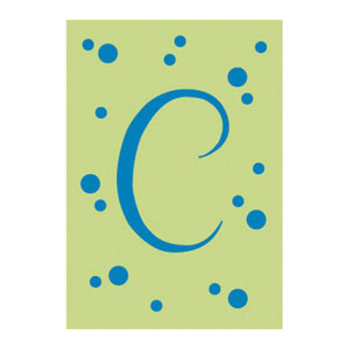 C Monogram Green Blue Polka Dot House Flag Banner