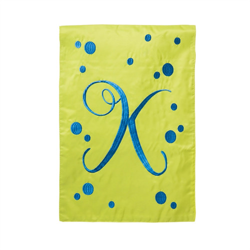 K Monogram Green Blue Polka Dot Garden Flag