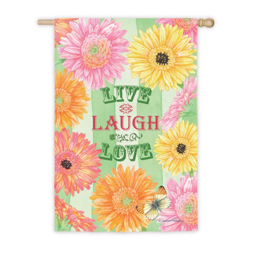 Live Laugh Love House Flag Suede Reflections 