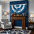 Detroit Lions NFL Logo Bunting Banner Flag – 51" x 27" Water‑Repellent, UV‑Resistant Ruffled Team Color Panels with Embroidered Lions Logo & Metal Grommets - Indoors - Displayed in a football themed room hanging above a mantel