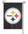 Pittsburgh Steelers NFL Garden Window Mini Logo Flag - Displayed on a black garden flag stand