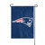 New England Patriots NFL Blue Garden Window Logo Flag - Displayed hanging on a black garden flag stand