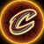 Cleveland Cavaliers Basketball Color Metal Logo Emblem - Displayed o n a glowing basketball background