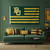 Baylor Bears NCAA 3×5 American Stripes Flag – Green and Gold Collegiate Banner - Displayed indoors hanging on a wall in a green and gold themed sports room.