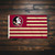 Florida State University NCAA American Stripes Flag - FSU Logo - Indoors - hanging on a wall