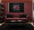 South Carolina Gamecocks Black Logo Flag - Indoors - Hanging on a wall in a garnet and black football themed room.