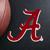 Alabama Crimson Tide NCAA Decal Sticker - Displayed on a black background next to a football