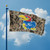 Kansas Jayhawks NCAA 3' x 5' Realtree Camo Logo Flag - Outdoors - Flying on a blue flag pole with the blue sky and clouds in the background