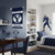 BYU - Brigham Young Cougars Mini Flag - Indoors - Displayed hanging on a wall in a navy and blue sports themed room.