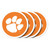 Clemson Tigers NCAA Heavy‑Duty Vinyl Coaster Set – Orange Background, White Tiger Paw, White Trim (4‑Pack Non‑Slip)