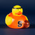 Syracuse Orange Basketball Rubber Duck Toy - Displayed on a navy blue gradient background