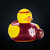 Indiana Hoosiers Collegiate Basketball Duck - Displayed in team uniform and headband on a black background