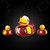 University Of Nebraska Cornhuskers NCAA All Star Toy Rubber Duck (3 Pack) - Displayed on Blackshirts Black Gradient color football themed background
