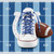 Indianapolis Colts Football Logo & Wordmark Shoe Laces on a Blue & White Football field background