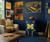 Michigan Wolverines Maize & Blue Logo Magnet - Displayed on a refrigerator in a sports themed team color room