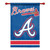 Atlanta Braves MLB Baseball 2-Sided Premium Vertical Banner Flag - Braves Wordmark & Logo - Hanging from a red pole