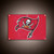 Tampa Bay Buccaneers Football Red Wall Banner Logo Flag - On a Bucs Pewter Color Gradient Background