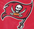 Tampa Bay Buccaneers NFL 2' x 3' Red Wall Banner Logo Flag - Close up of embroidered logo