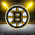 Boston Bruins NHL Hockey Large Logo Magnet - Displayed on a hockey rink background with gold lights