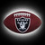LA Raiders Football Magnet - Displayed on a black and silver gradient background.