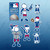 Texas Rangers Baseball Family Decal Sticker Set – 6‑Piece Vinyl Pack - Displayed on a blue baseball themed gradient background