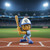 Milwaukee Brewers Batter Action Figure Toy (Blue Throwback Jersey) - Posed batting in a baseball stadium at home plate