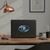 Indiana Pacers NBA 4" Color Chrome Logo & Wordmark Emblem - On the back of a laptop in an office scene