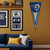 Los Angeles Rams NFL Football Pennant - Indoors - Hanging on a Rams Old Gold Color wall in a Football Fan Cave