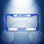 Los Angeles Dodgers Baseball Blue & White Chrome Metal License Plate Frame - Displayed on a gradient baseball themed background