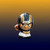 Los Angeles Rams NFL 1" Mini Toy Quarterback Figure (Blue Jersey) - On a Rams Old Gold and Navy Color Gradient Background