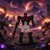 Nemesis Prime – Transformers Nano Metalfigs 1.65" Die‑Cast Mini Figure – Black, Silver, and Red Metal Edition - Displayed on an alien planet