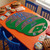 New York Mets Citi Field Baseball Stadium Placemat 4 Pack Set - Displayed on an orange table with blue chairs in a baseball themed room