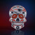 New England Patriots NFL Sugar Skull Logo Pin - On a Patriots Red and Blue Color Gradient background