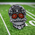 Las Vegas Raiders Football Skull Pin - Displayed on a football field background.