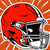 Cleveland Browns NFL Football Helmet Decal Sticker - Displayed on a gradient orange background