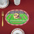 San Francisco 49ers NFL Helmet Logo Placemats - On a 49ers scarlet red table, next to plates and cups