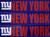 New York Giants NFL Football Logo Bumper Sticker Set - 3-Pack Vinyl Decals - Front View - Displaying NY Logo and New York Lettering