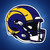 LA Rams NFL Football Helmet Decal Sticker - On a Rams Blue Background