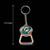 Miami Dolphins NFL Bottle Opener Keychain – Oval Logo with Trapezoid Opener - On a black background with a line schematic showing the keychain length of 4.5 inches