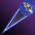 Baltimore Ravens Football Wall Pennant Flag – Embroidered Ravens Logo - On a Ravens Purple and black color gradient background - Angle view